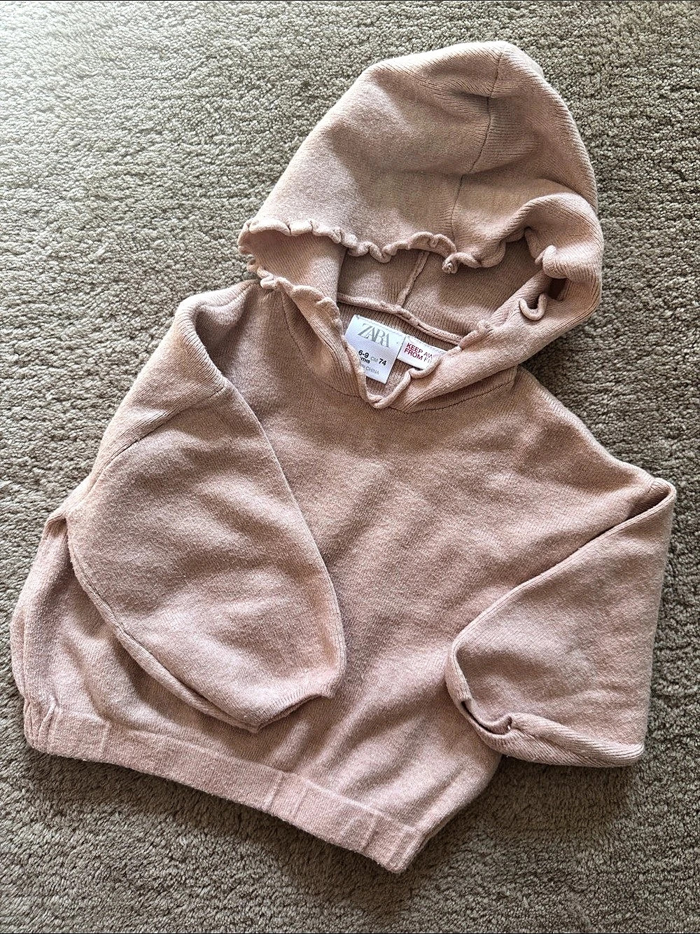Zara baby Pink Hoodie Size 6-9 months